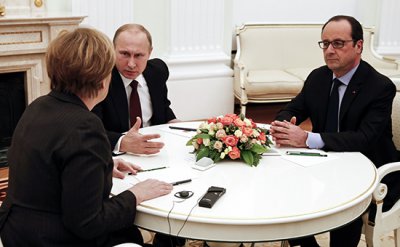 Путин, Олланд и Меркель договорились о переговорах с участием Порошенко